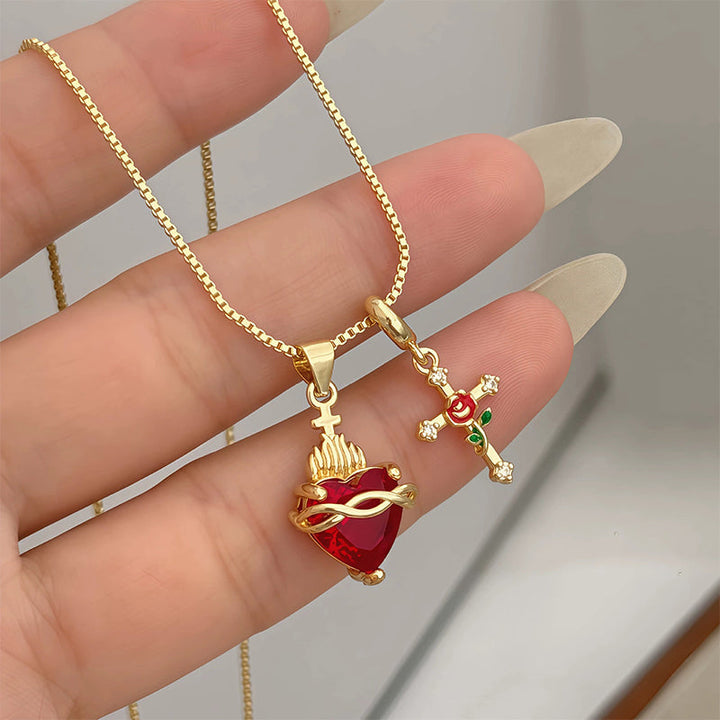 Fiora Red Devotional Dual Pendant Necklace Product Image 01