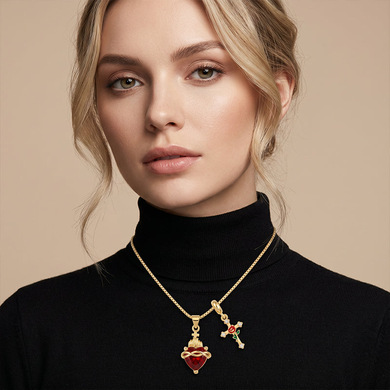 Fiora Red Devotional Dual Pendant Necklace Product Image 03