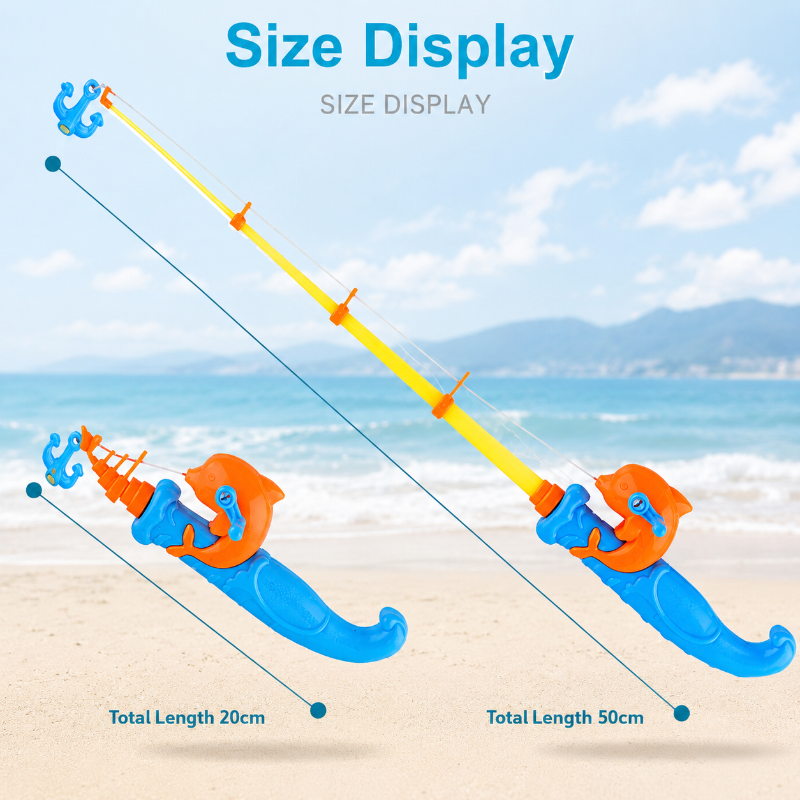 Fishing rod size diagram showing 20 cm and 50 cm lengths.