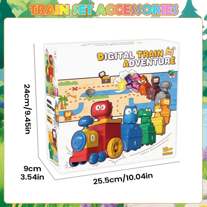 Forest Animals train set box with package measurements of 25.5 x 9 x 24 cm