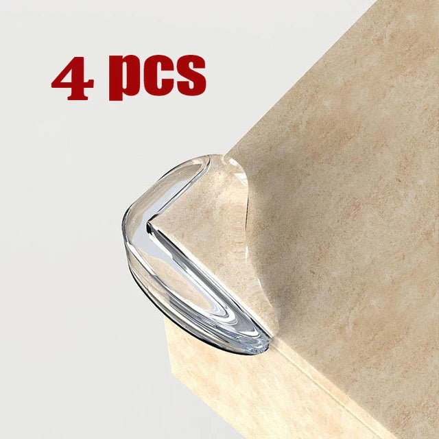 4-piece corner protector option shown with a clear cover fitted to a wood-toned corner