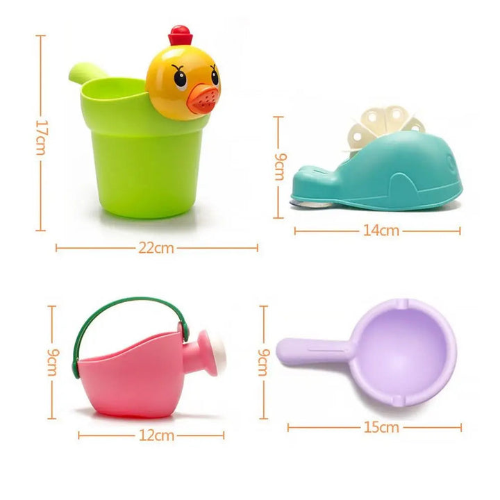 Measurements for the duck bucket, water wheel, watering can, and scoop