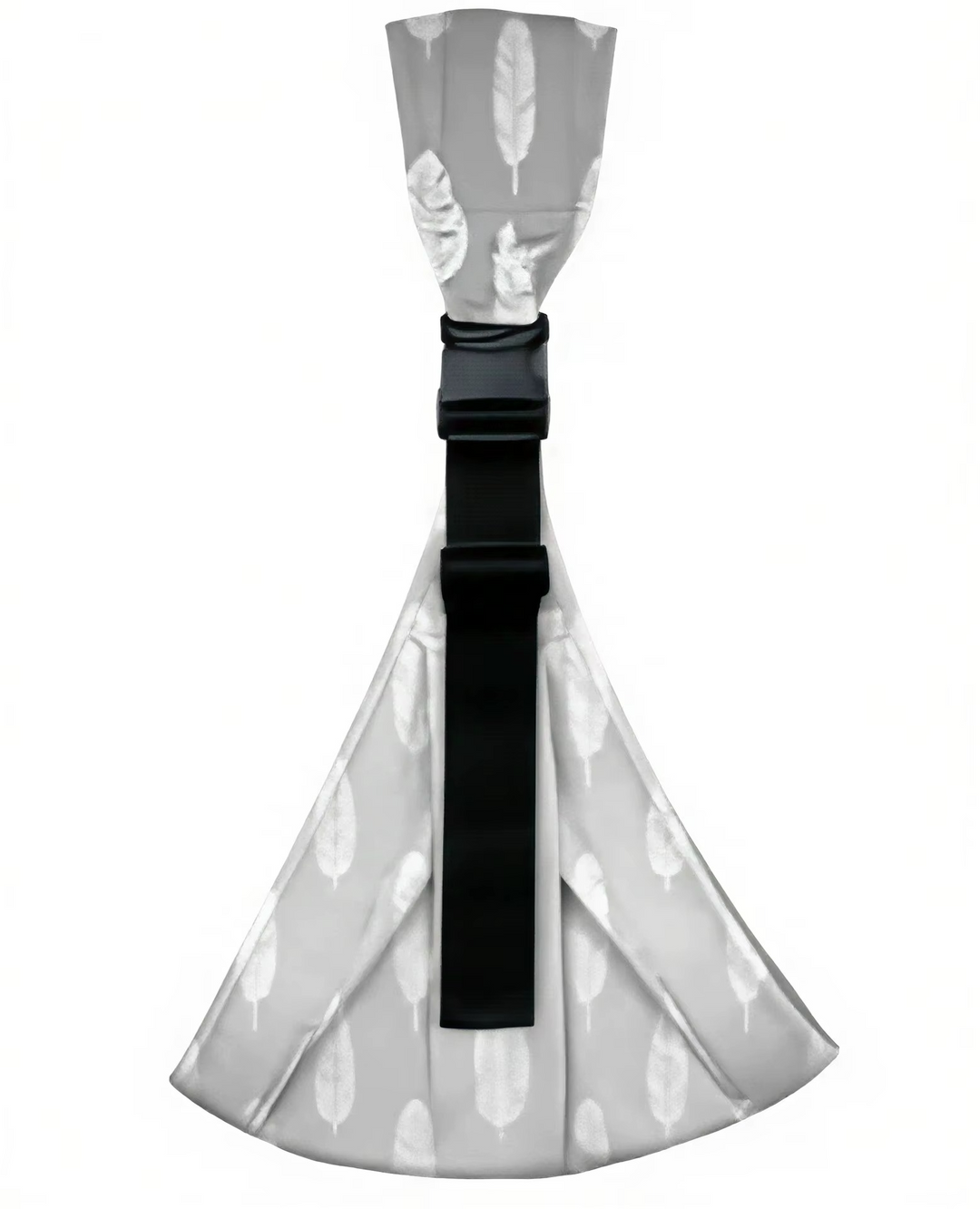Gray hip carrier with a white feather pattern and black adjustable strap