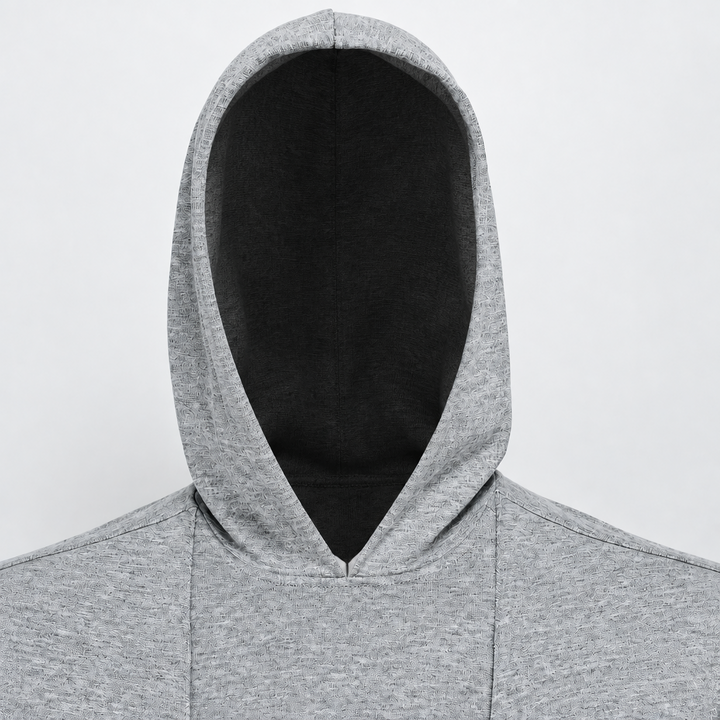 Close-up of the gray hoodie&