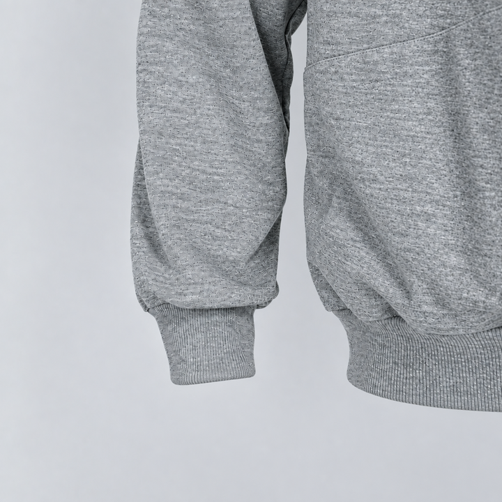 Detail of the gray hoodie&