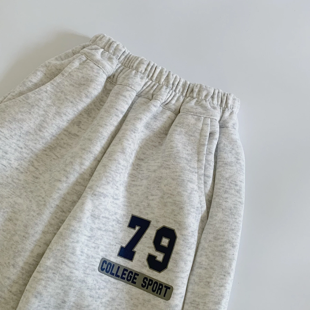 Close-up of the gray joggers&