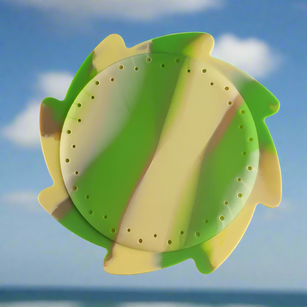 Green and beige camouflage silicone water flying disc