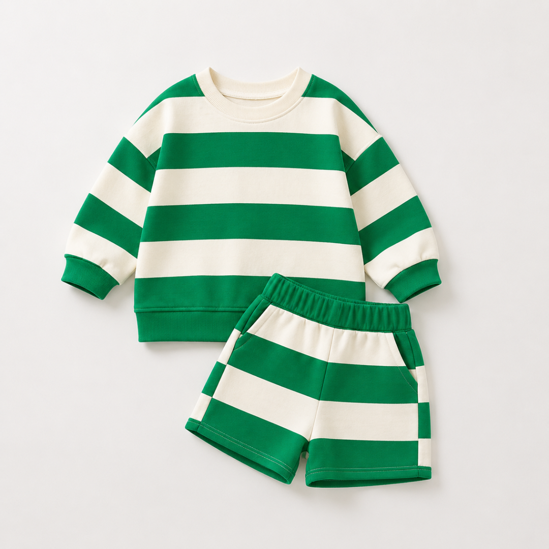 Green-and-cream striped kids&