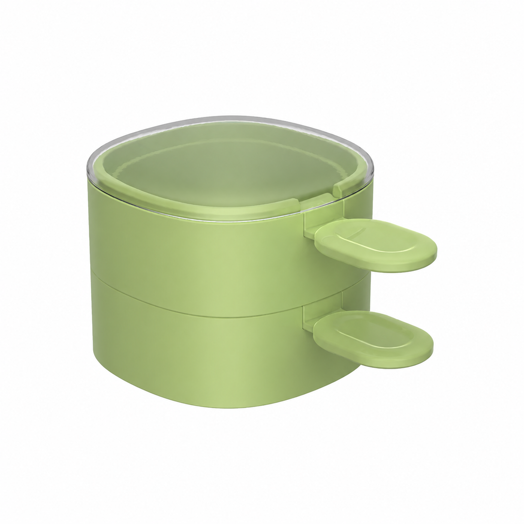 Green two-mold option shown stacked with two matching spoons and a transparent top lid.