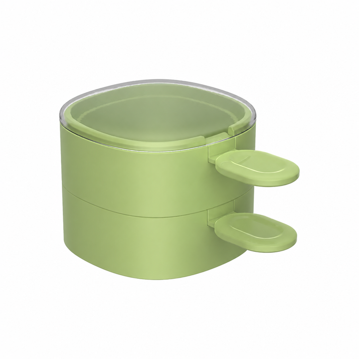 Green two-mold option shown stacked with two matching spoons and a transparent top lid.