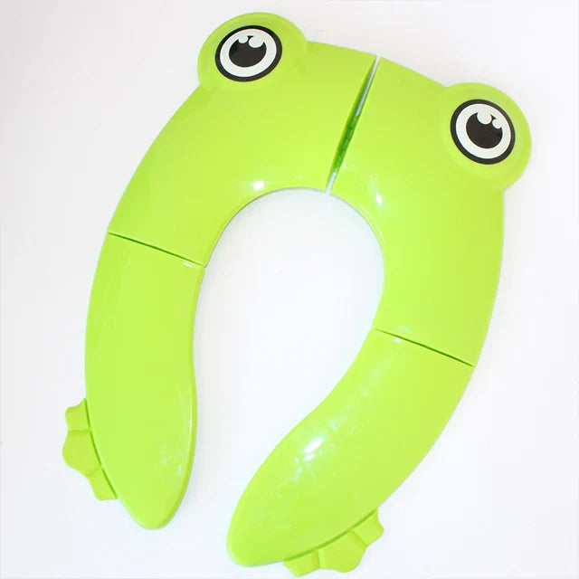 Green frog-shaped folding toilet training seat
