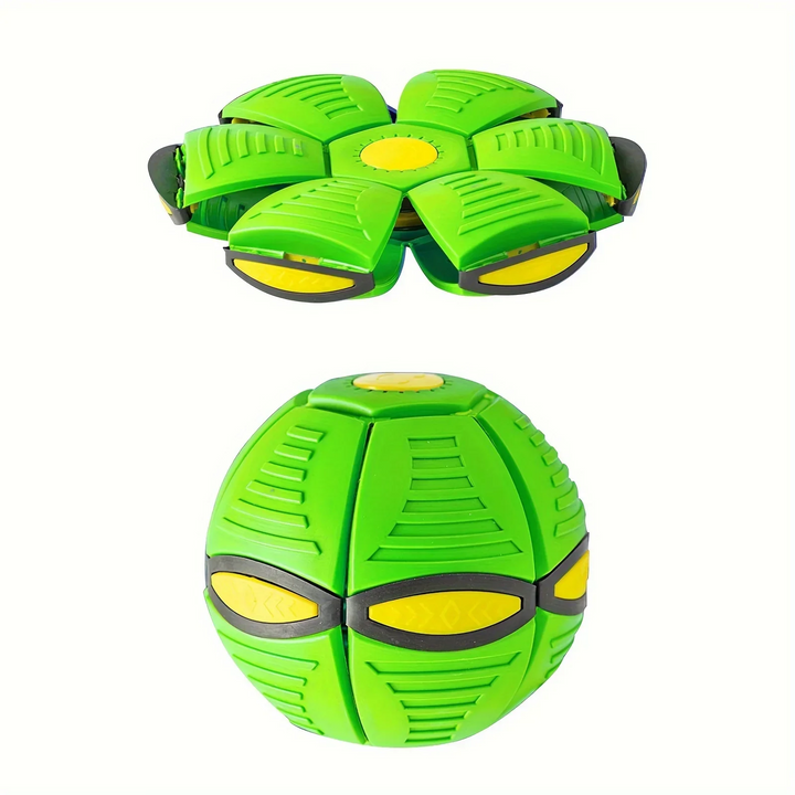 Green outdoor ball toy in flattened disc and round shapes