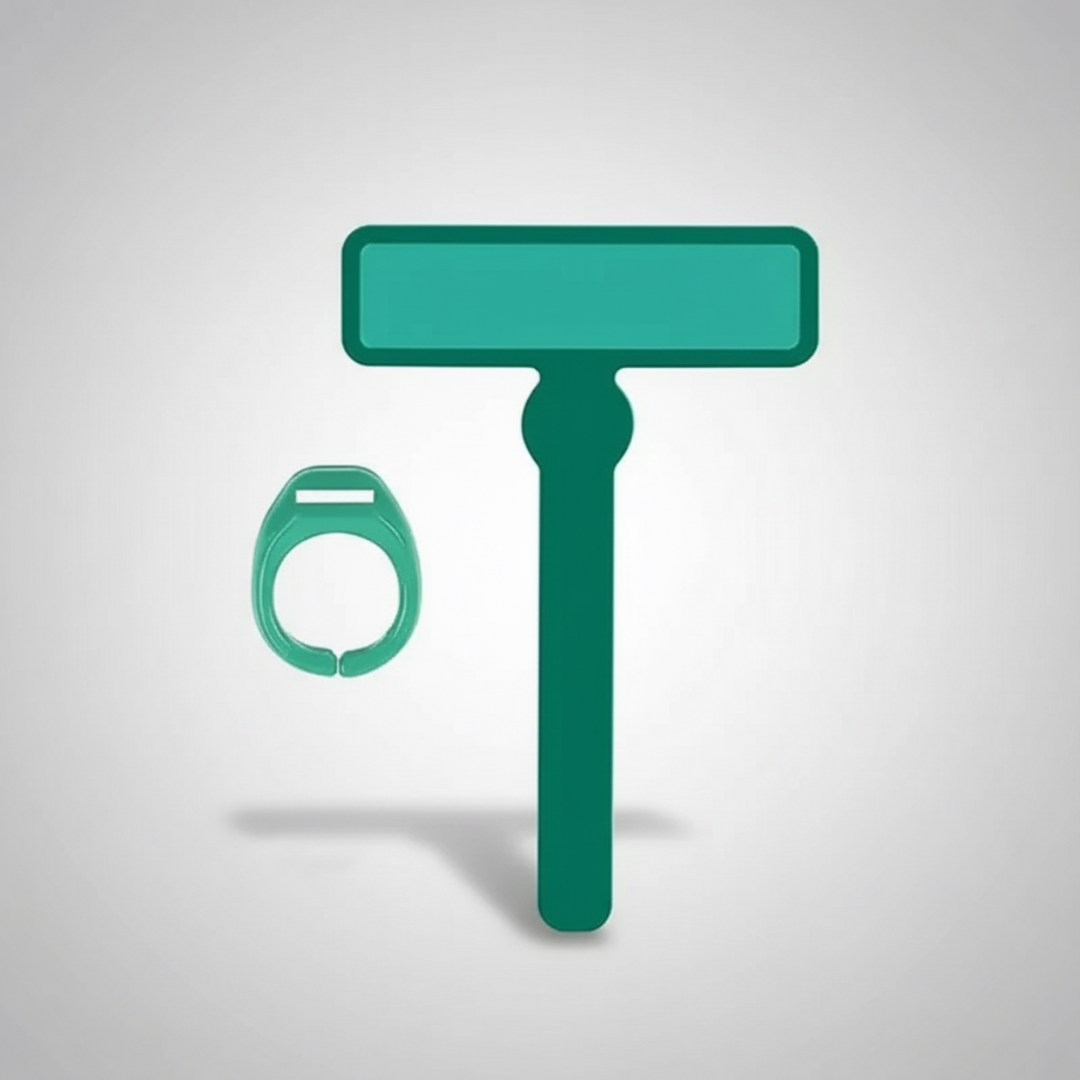 Green reading guide with a tinted rectangular window and separate finger ring.