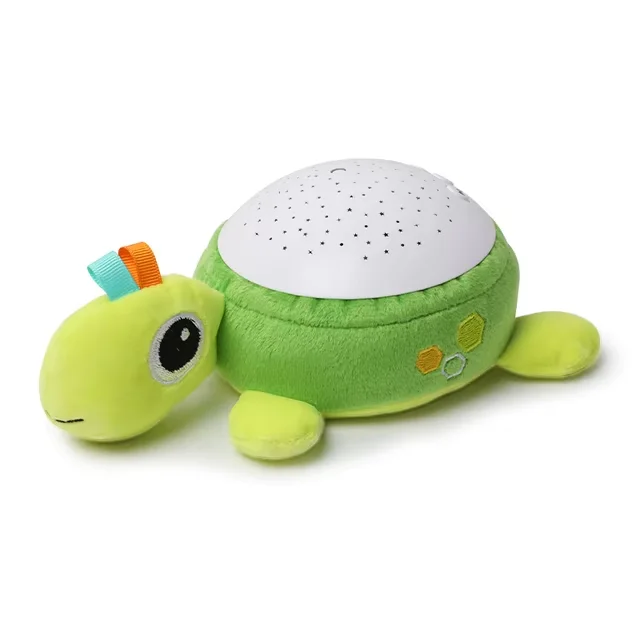 Green turtle plush projector with a white domed light panel