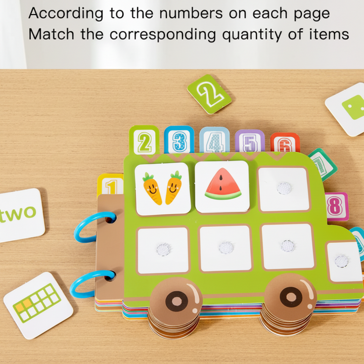 Green number-two page with fruit tiles and empty matching spaces.