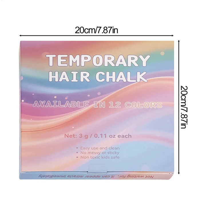 Square hair chalk box measuring 20 cm by 20 cm (7.87 by 7.87 in)
