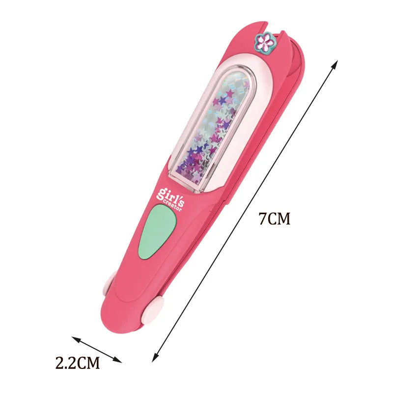 Pink hair gem stamp with measurements labeled 7 cm long and 2.2 cm wide