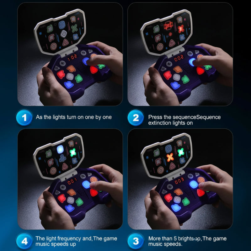 Four-step guide to following illuminated sequences on the handheld rhythm game.