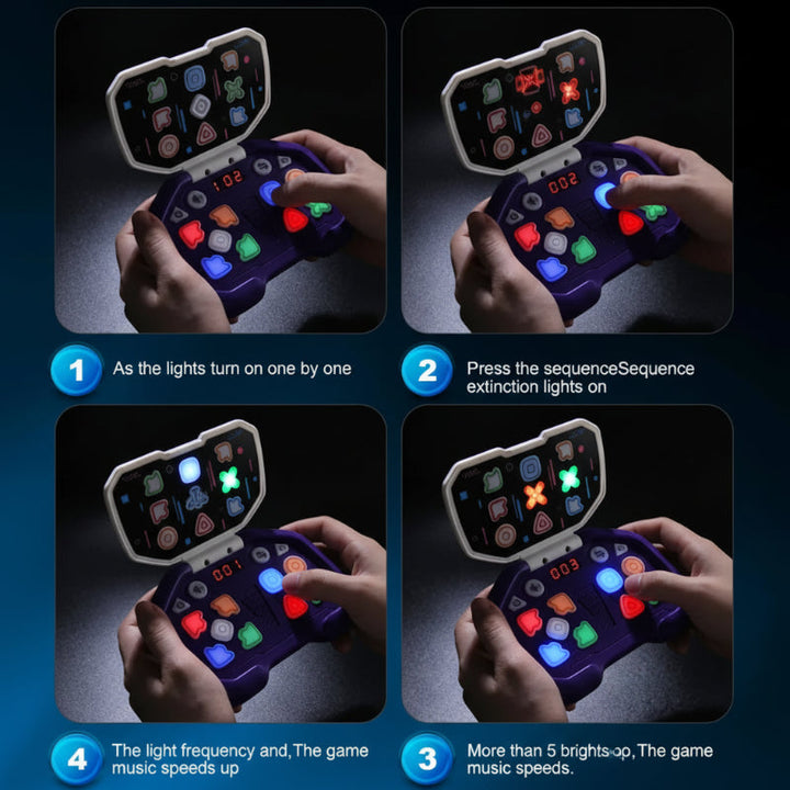 Four-step guide to following illuminated sequences on the handheld rhythm game.