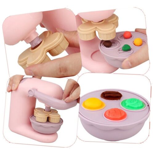 Hands operating a pink clay press and turning its four-section molding tray
