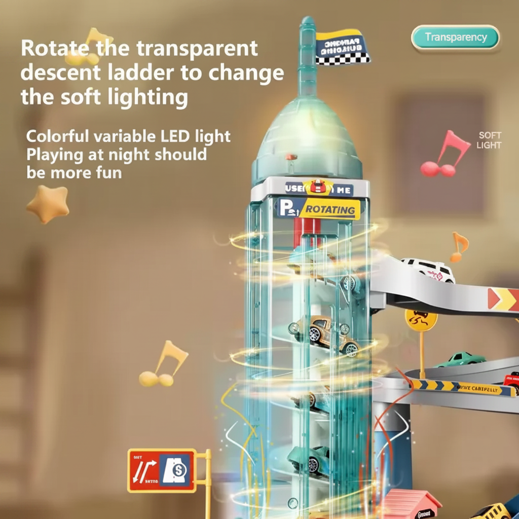 Transparent highway tower shown with a glowing dome and decorative light effects.