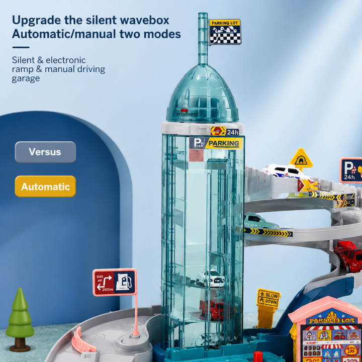 Highway tower close-up with labels describing automatic and manual modes.