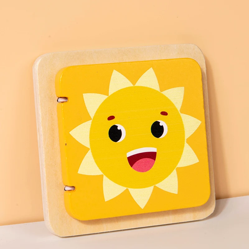 Wooden mirror activity board with a hinged yellow sun cover.