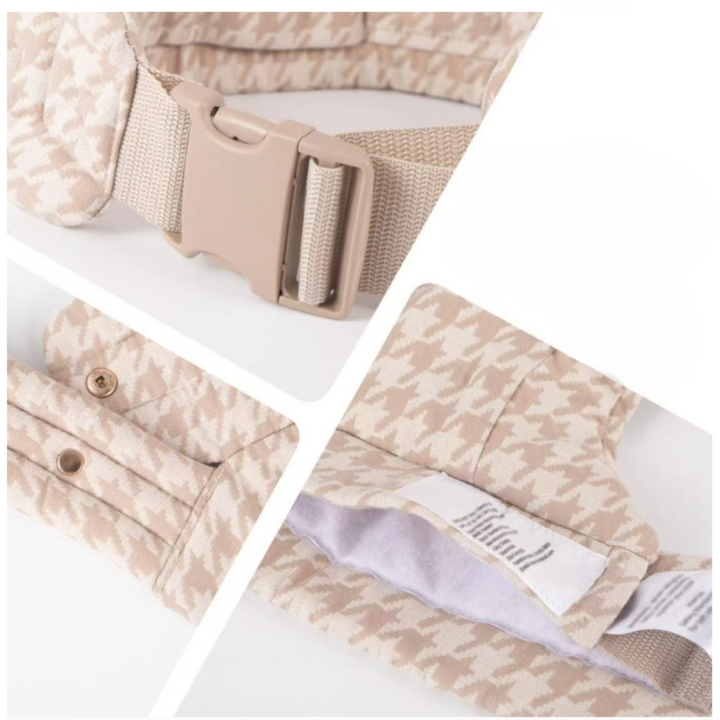 Close-up of a houndstooth baby carrier&