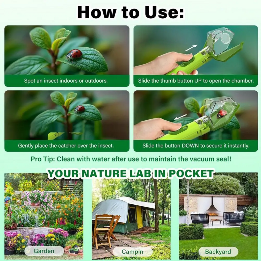 Step-by-step guide to opening, positioning, and closing the insect catcher