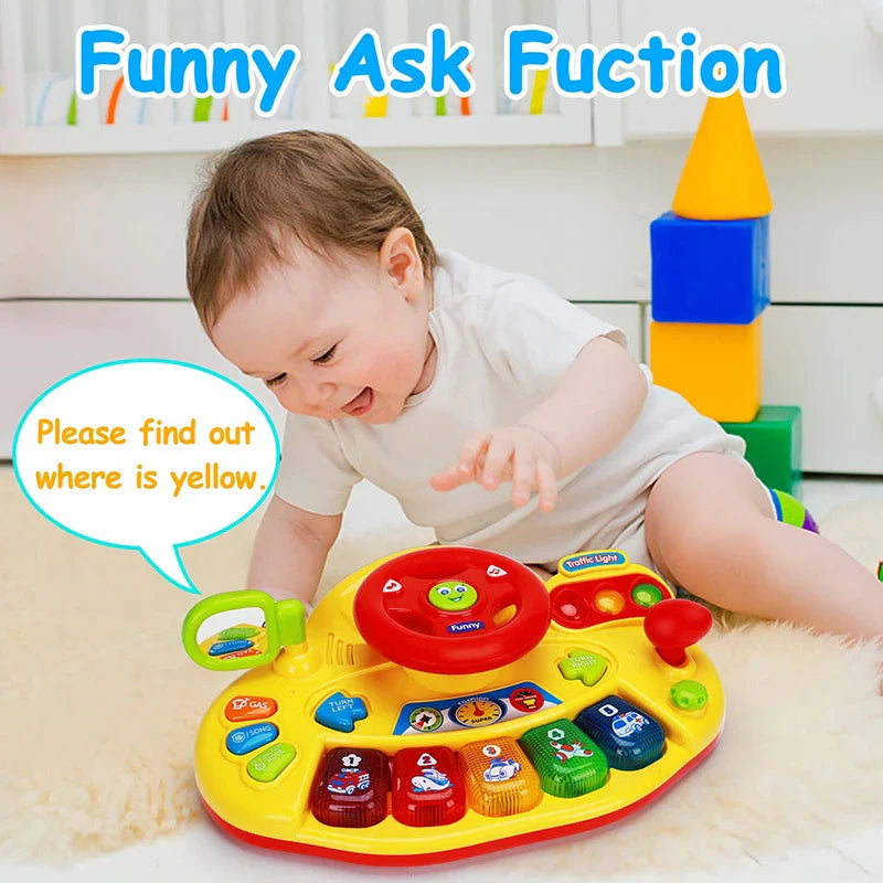 Child reaching for the driving toy&
