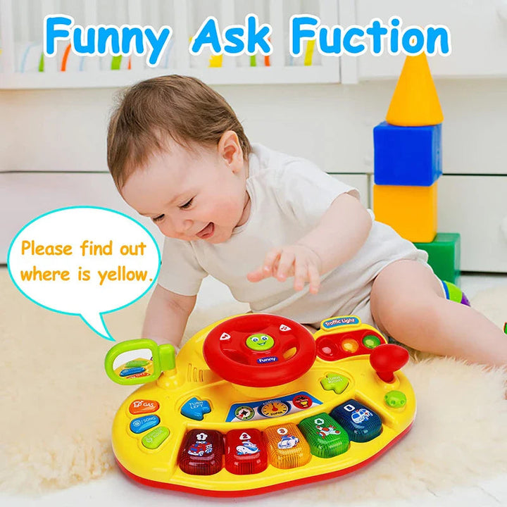 Child reaching for the driving toy&