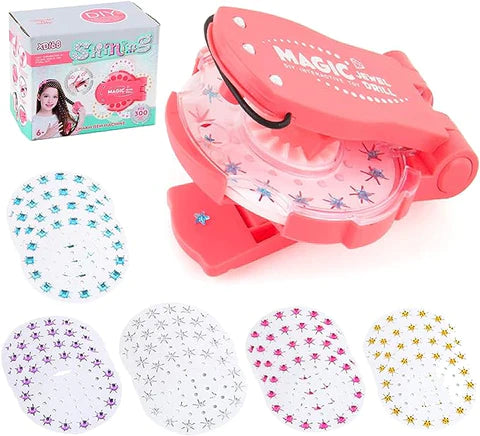 Pink jewel decorating tool with colorful star-shaped gem sheets