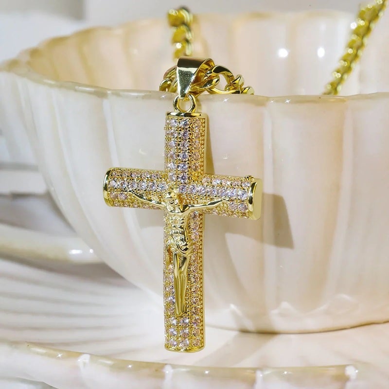 Jovana Gold Plated Orthodox Cross Necklace Product Image 03