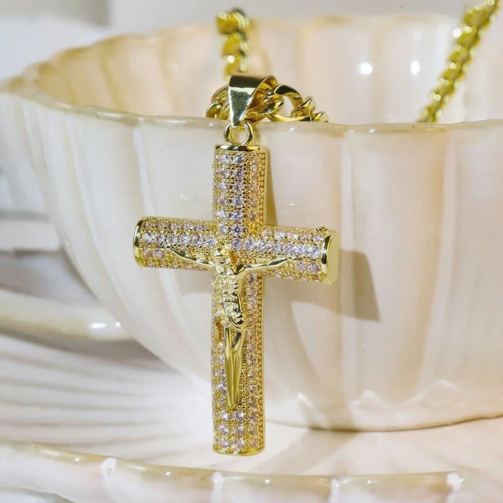Jovana Gold Plated Orthodox Cross Necklace Product Image 03