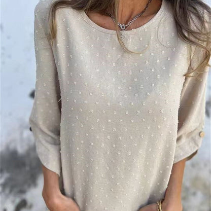 Juno Textured Round Neck Polyester Top Product Image 01