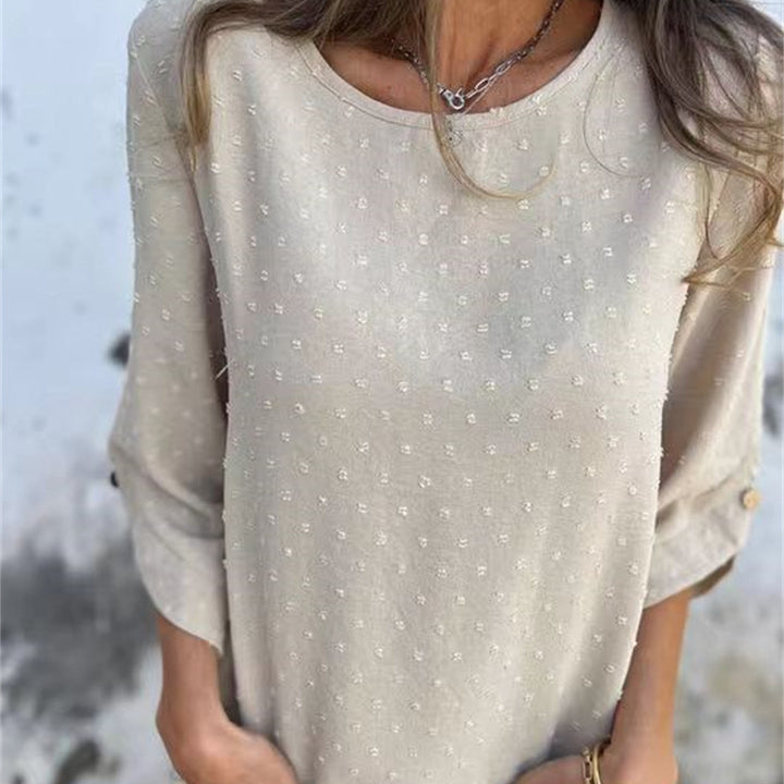 Juno Textured Round Neck Polyester Top Product Image 01