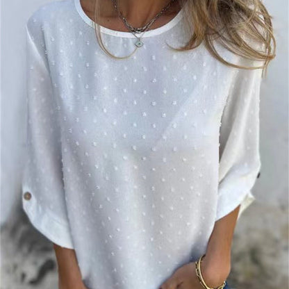 Juno Textured Round Neck Polyester Top Product Image 02