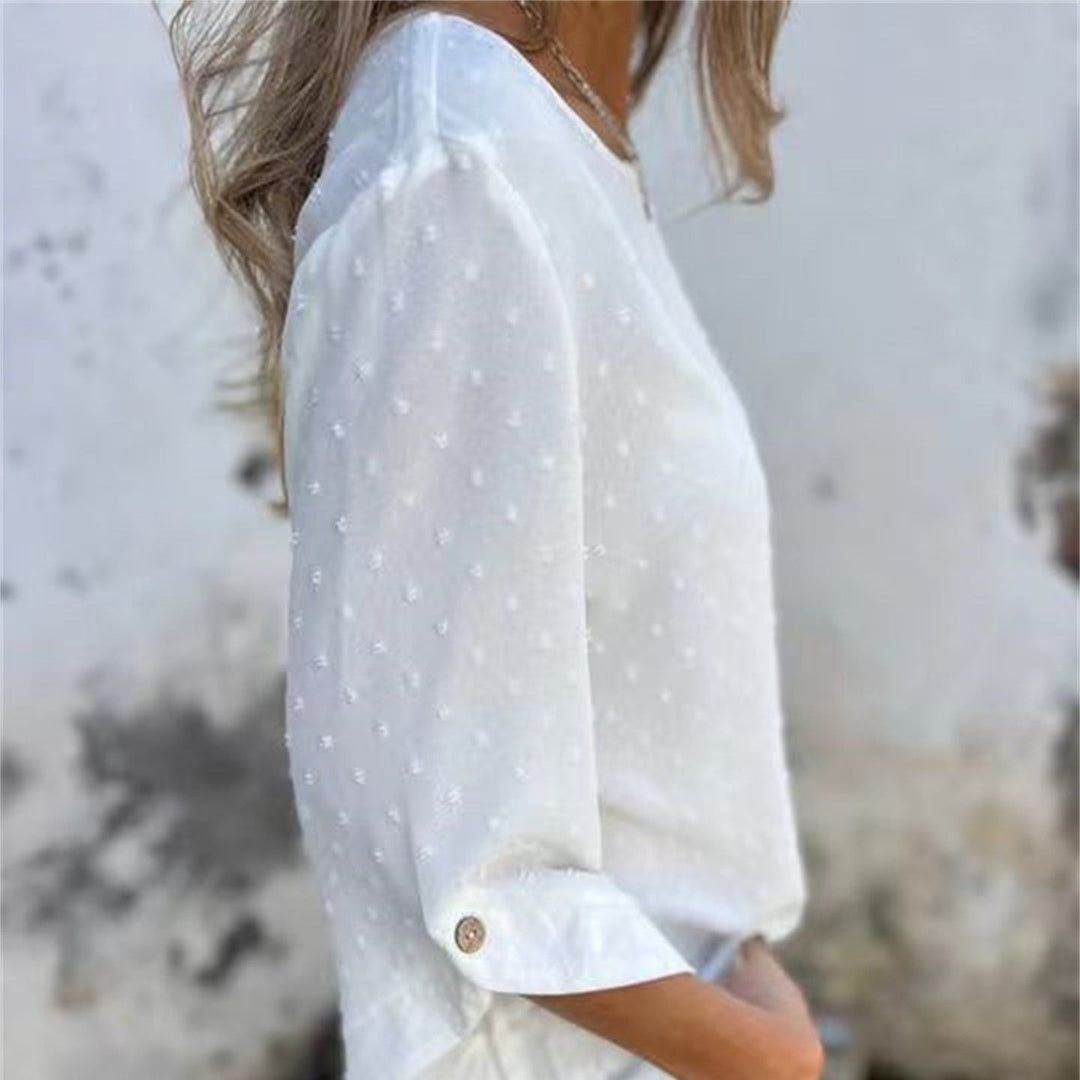 Juno Textured Round Neck Polyester Top Product Image 04