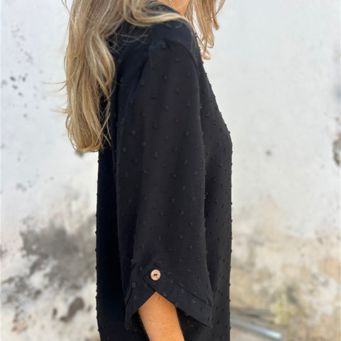 Juno Textured Round Neck Polyester Top Product Image 06