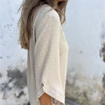Juno Textured Round Neck Polyester Top Product Image 08