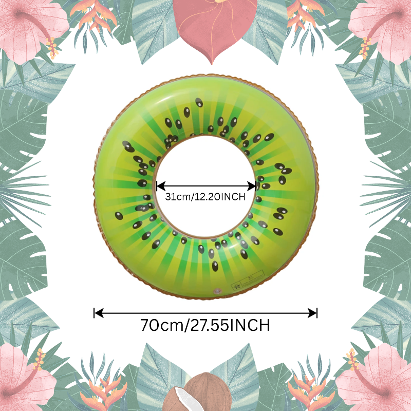 Kiwi swim ring with a 70 cm outer diameter and a 31 cm inner opening.