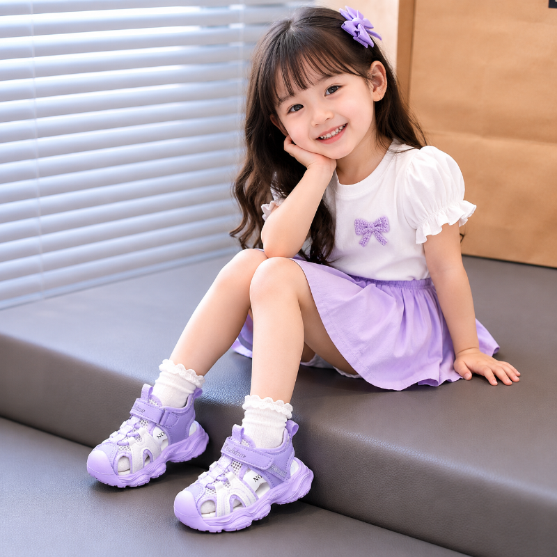 Child seated in lavender kids&