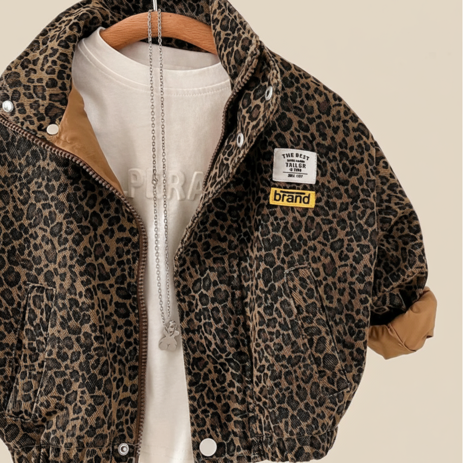 Brown leopard print kids&