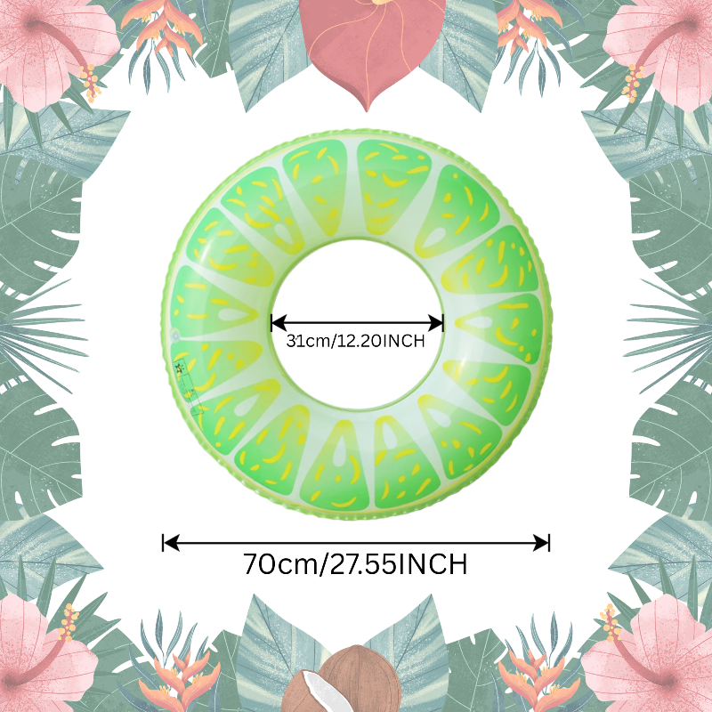 Lime swim ring with a 70 cm outer diameter and a 31 cm inner opening.