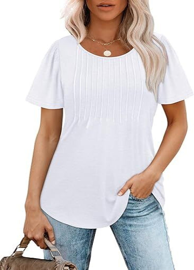 Liora Pleated Scoop Neck Short Sleeve Top Product Image 06