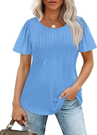Liora Pleated Scoop Neck Short Sleeve Top Product Image 07