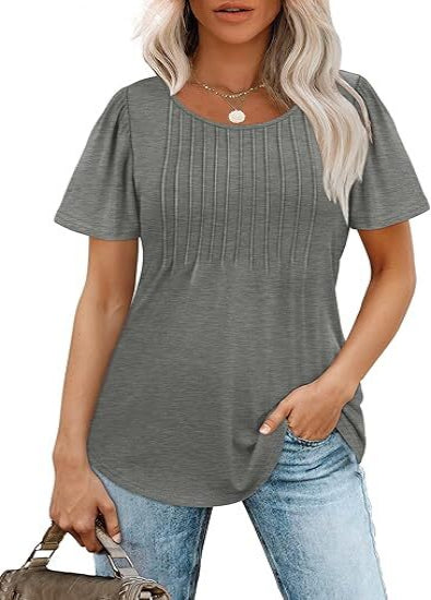 Liora Pleated Scoop Neck Short Sleeve Top Product Image 08