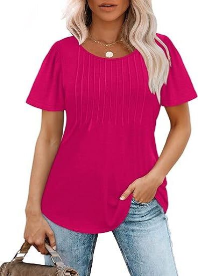 Liora Pleated Scoop Neck Short Sleeve Top Product Image 12