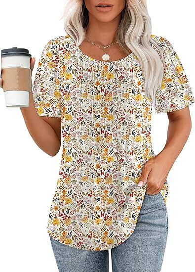 Liora Pleated Scoop Neck Short Sleeve Top Product Image 13