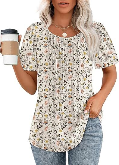 Liora Pleated Scoop Neck Short Sleeve Top Product Image 15